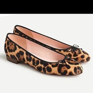 J. Crew Collection Kiki Ballet Flat in Leopard Calf Hair 8 New In Box